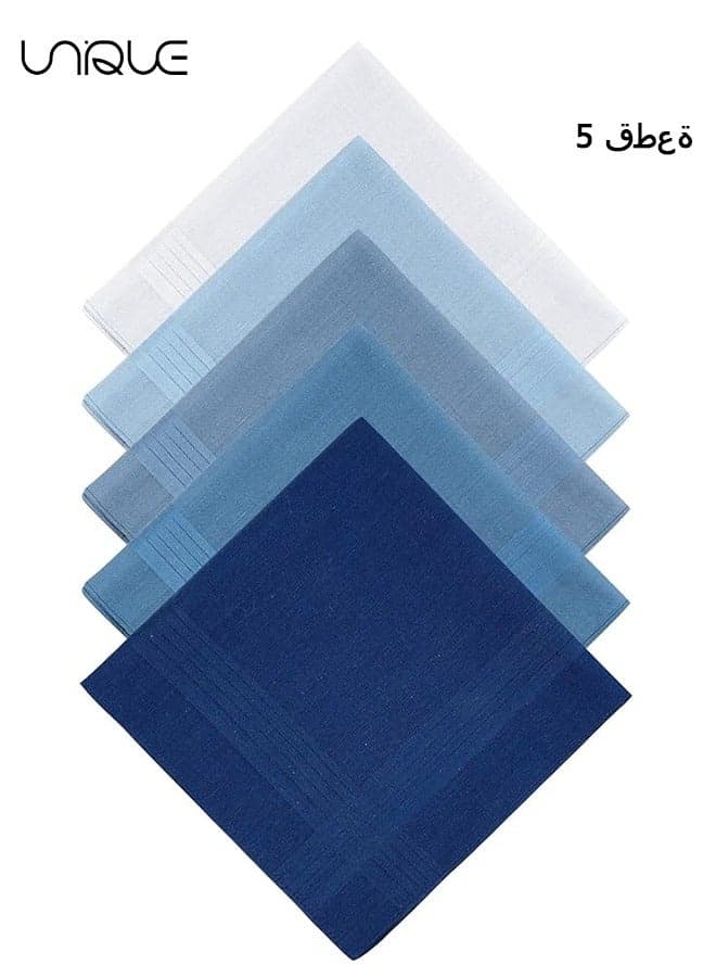 10 Pcs Handkerchiefs Cotton for Men - 100% Cotton Classic Pocket Squares Set - Handkerchiefs with Stiching Assorted Color - Gift for Men (Two Pieces Each in 5 Colors)