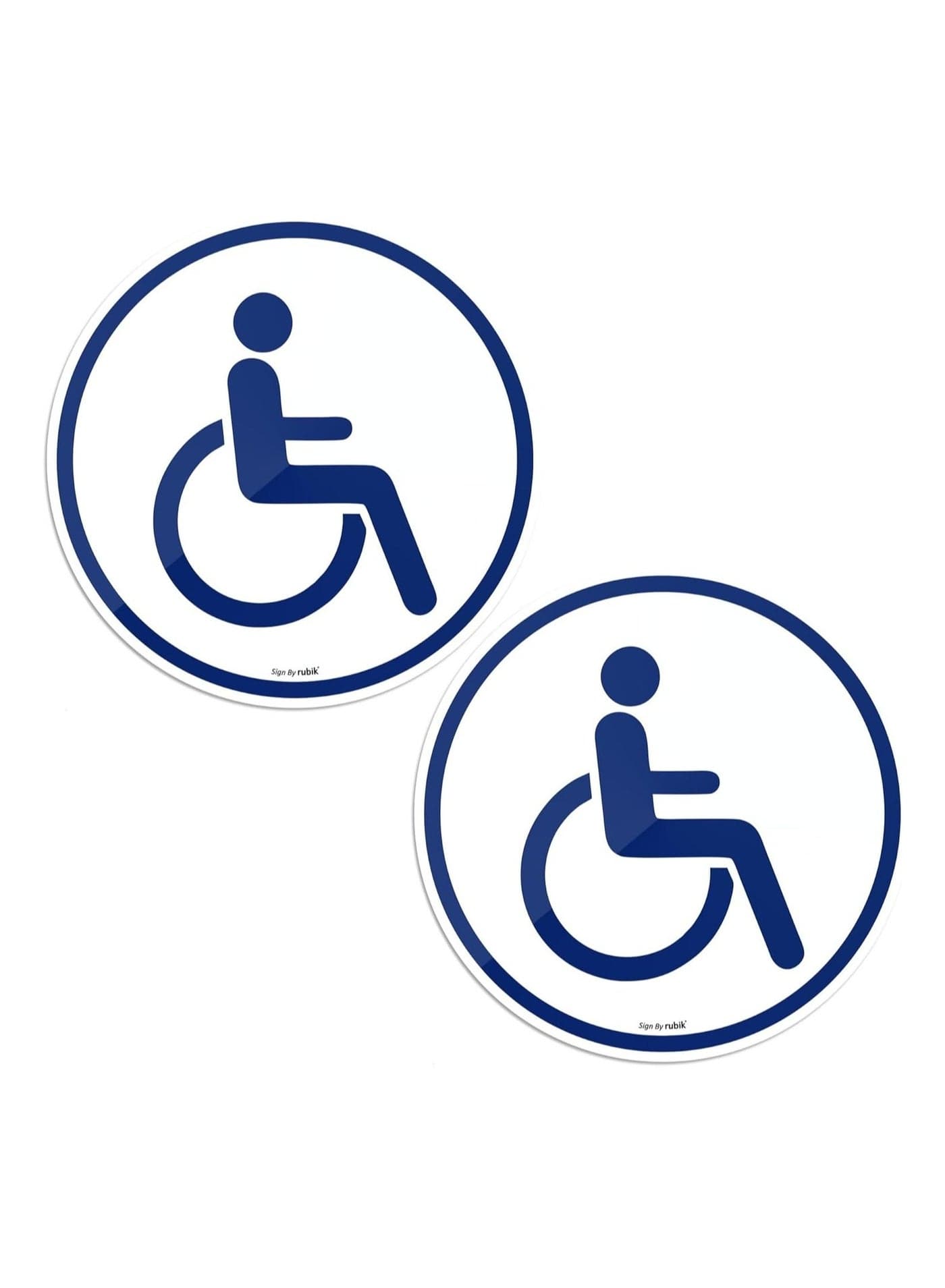 Self Adhesive Disabled Handicap Car Sticker, Reflective Vinyl Decal Sign for Vehicle Body Window Bumper 15cm Round (2 Pack, Blue/White)