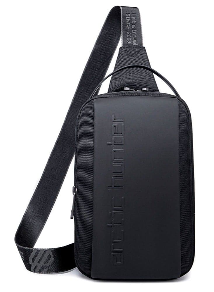 Business Chest Crossbody Bag, One Shoulder Sling Bag with Tablet Compartment for Men, Black