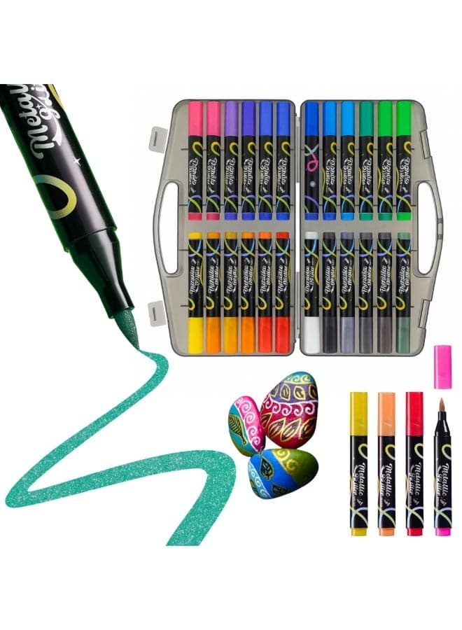 24 Soft Tip Glitter Acrylic Pens DIY Art Supplies Color Marker Paint Pens Smooth Flow Acrylic Markers Fine Point Permanent Brush Markers Creative Markers for DIY Projects Arts and Crafts School Classroom Kids Activity Kids and Adult Coloring Works on Paper Metal Wood Ceramic Fabric Glass Rock Canvas Mug Stone Birthday Party Gift Party Favors 24 Assorted Colors