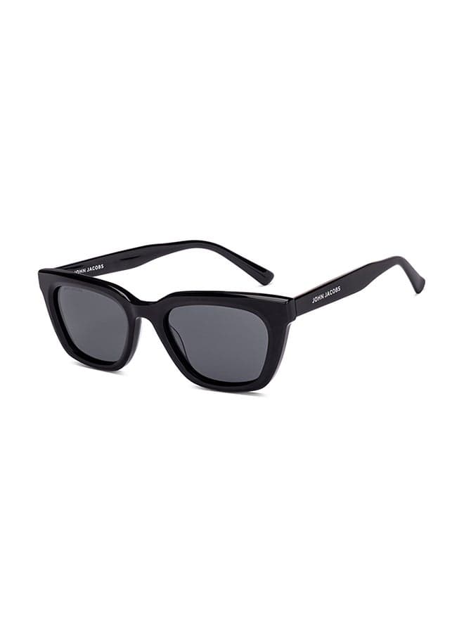 Women John Jacobs | Black - Grey | Full Rim Cat Eye Stylish & Premium UV Protected Sunglasses | Acetate Lines | Polarized and 100% UV Protected | Women | Extra Wide | JJ S17340