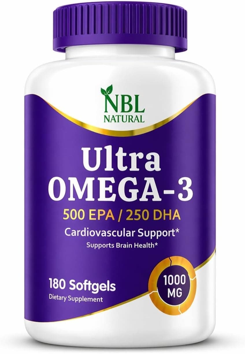 Ultra Omega 3 Fish Oil 1000mg 500 EPA 250 DHA Cardiovascular Support 180 Softgels
