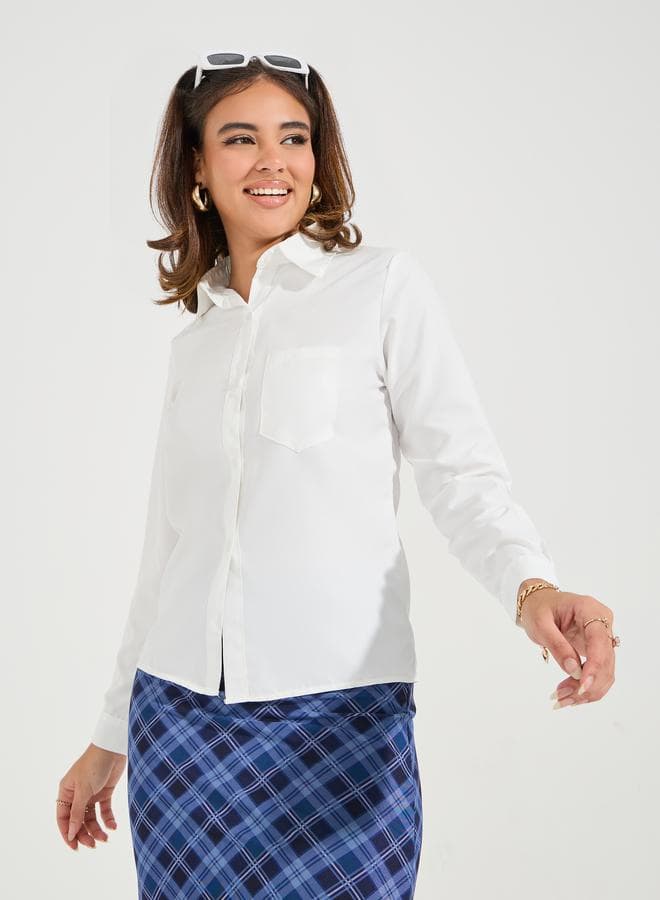 Regular Fit Solid Button Down Shirt