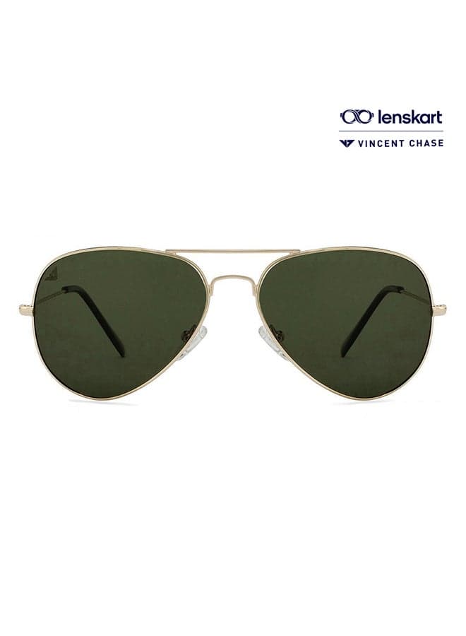 Unisex Top Guns Full Rim Aviator Polarized & UV Protected Sunglasses For Men & Women VC 5158/P - 57mm - Gold