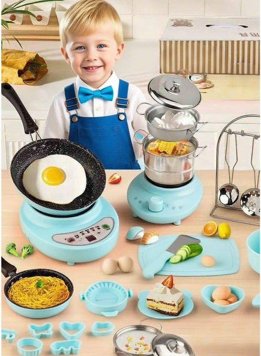 Real Cooking Kitchen Toy Set,26 PCS Mini Electric Cooking Set,Gifts For Kids 4 Years+