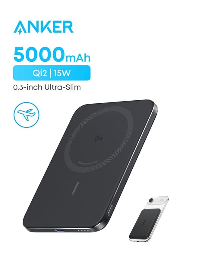 Nano Power Bank, Ultra-Slim 5,000mAh Magnetic Battery Pack, Qi2 Certified 15W Max Ultra-Fast MagSafe-Compatible Portable Charger, Ergonomic Design, For iPhone 17/16/15/14/13 Only
