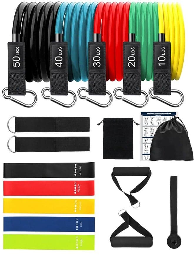 150 LBS Resistance Bands for Workout Kit Men & Women, Exercise Resistance Tubes Set Workout Bands with Door Anchor Handles Legs Ankle Straps for Training Home Shape Body