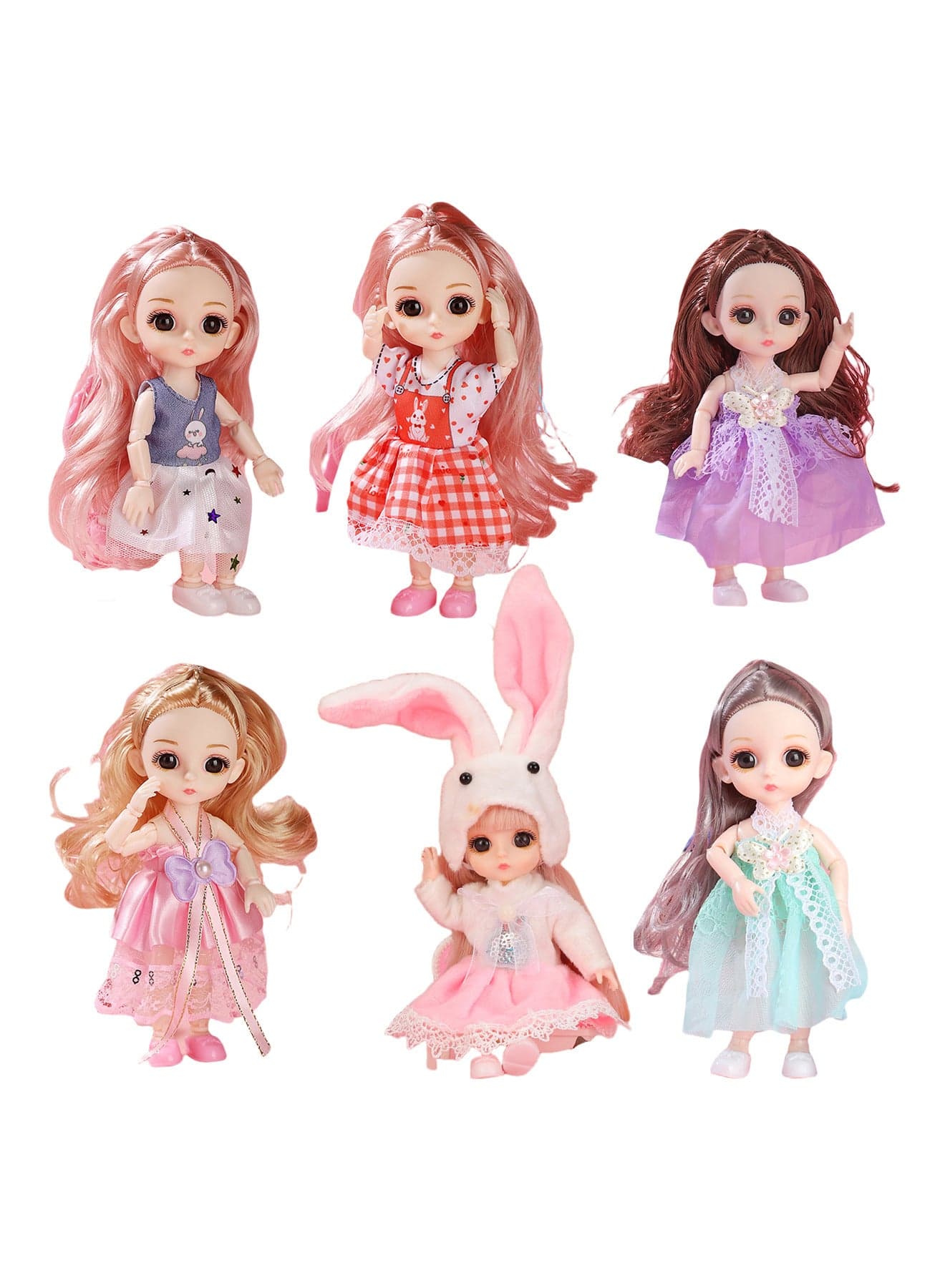 6 Pieces Dolls Beautiful Cute Girls Figure Doll Set Action Figures Decorations Gift For Kids