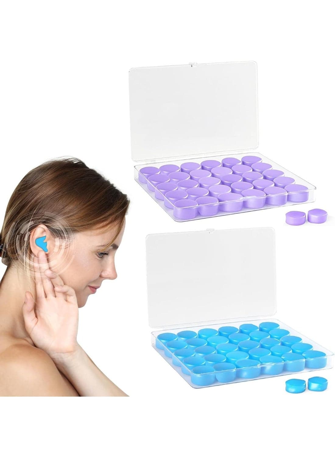Silicone Ear Plugs, 60 Pairs (2 Pack) Soft Moldable Ear Plugs with 38dB Noise Cancelling, Reusable Waterproof Earplugs for Sleeping, Swimming, Travel and Concerts