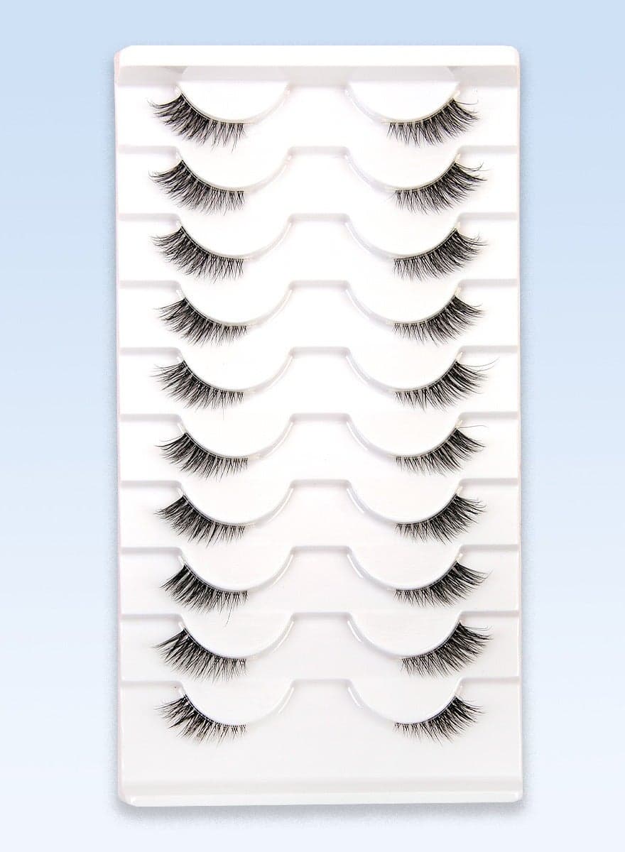 Cat Eye Lashes, Natural Half Lashes, False Eyelashes Set, Cat Eye 3D Artificial Lashes, Fluffy and Soft 10 Pairs Lash Set
