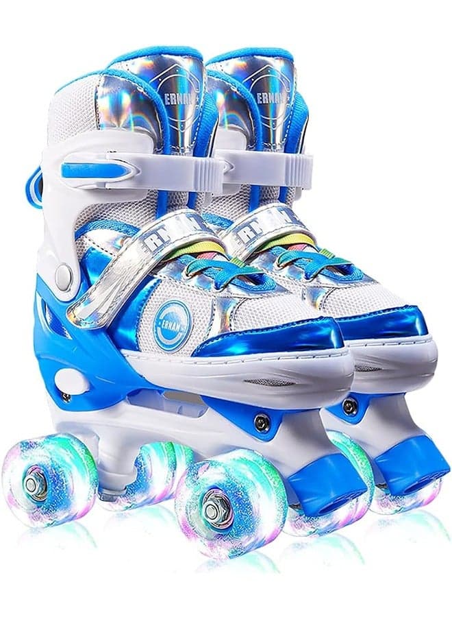 Kids Girls and Boys Adjustable Roller Skates (Blue, Small EU26-33)