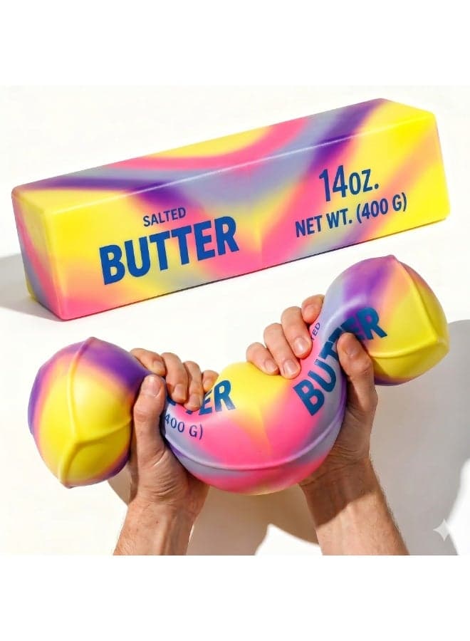 Realistic Stick of Butter Squishy Toy – 14oz (400g) Slow-Rise Salted Butter Stress Reliever | Soft TPR Squeeze Sensory Fidget Toy for Kids & Adults | Funny Prank Gag Gift & Decompression Office Desk Accessory | Perfect Birthday & Eid Gift