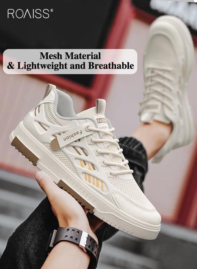 Men Stylish Sneakers, Low Top Lace up Board Shoes, Casual Versatile Shoes for Men, Comfy Sports Shoes with Non-slip Soles, Suitable for Daily Wear and Outdoor Activities