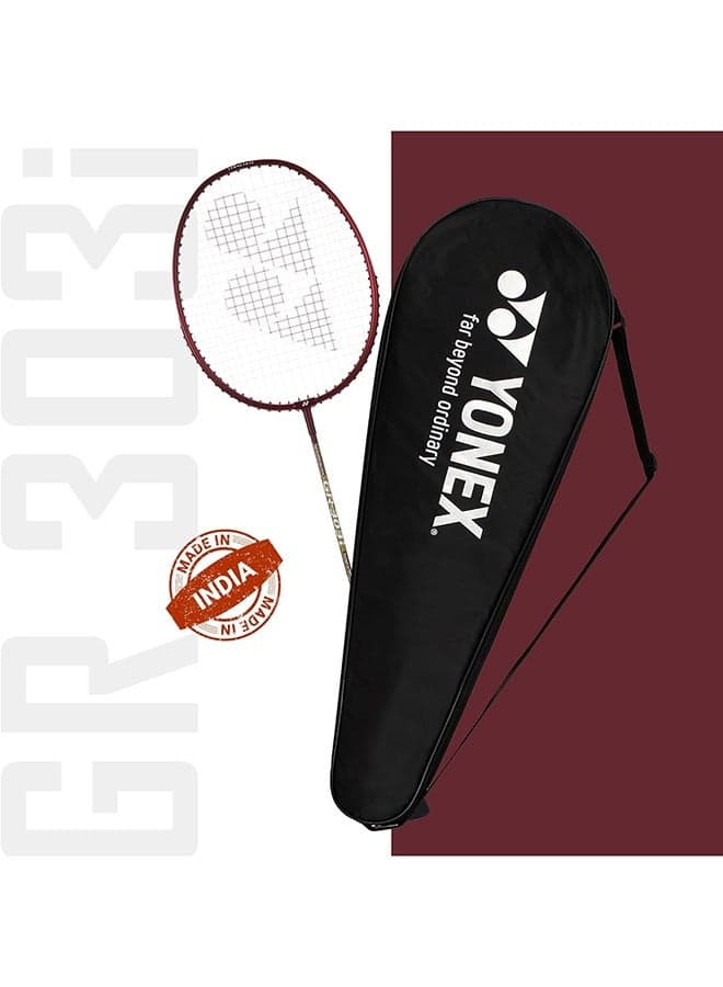 GR 303i Dark Red Badminton Racquet with Full Cover