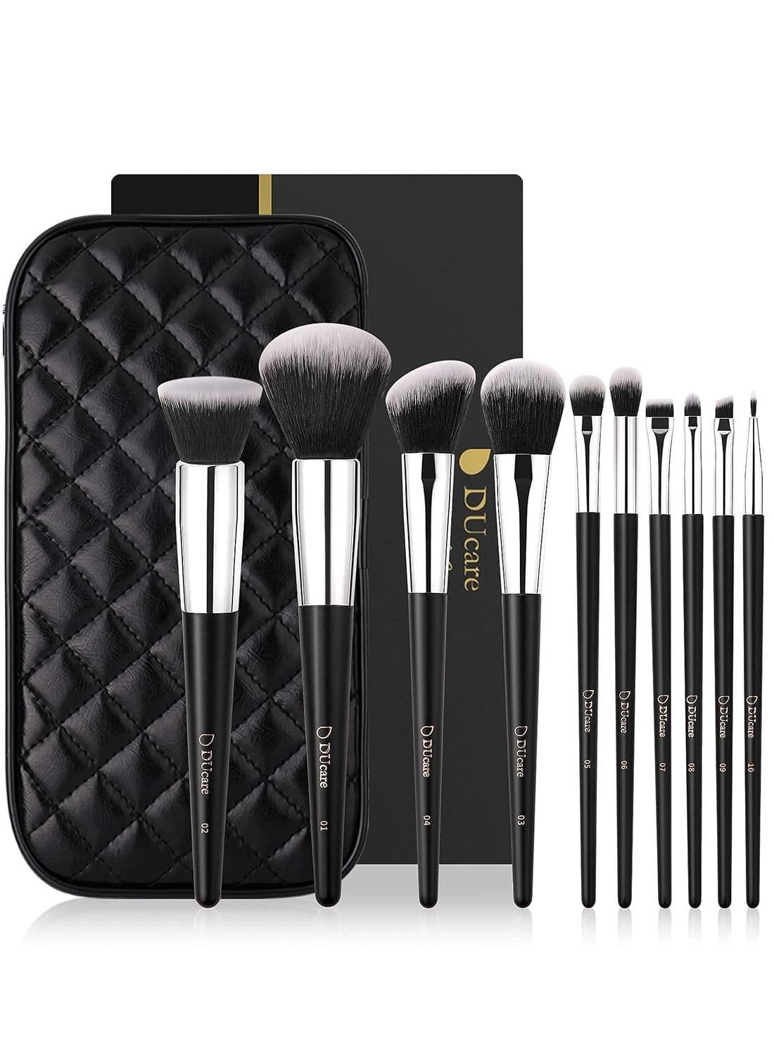 Makeup Brushes with Bag 10Pcs Travel Makeup Brushset Women Gift Premium Kabuki Foundation Blending Brush Face Powder Blush Concealers Eye Shadows with Case