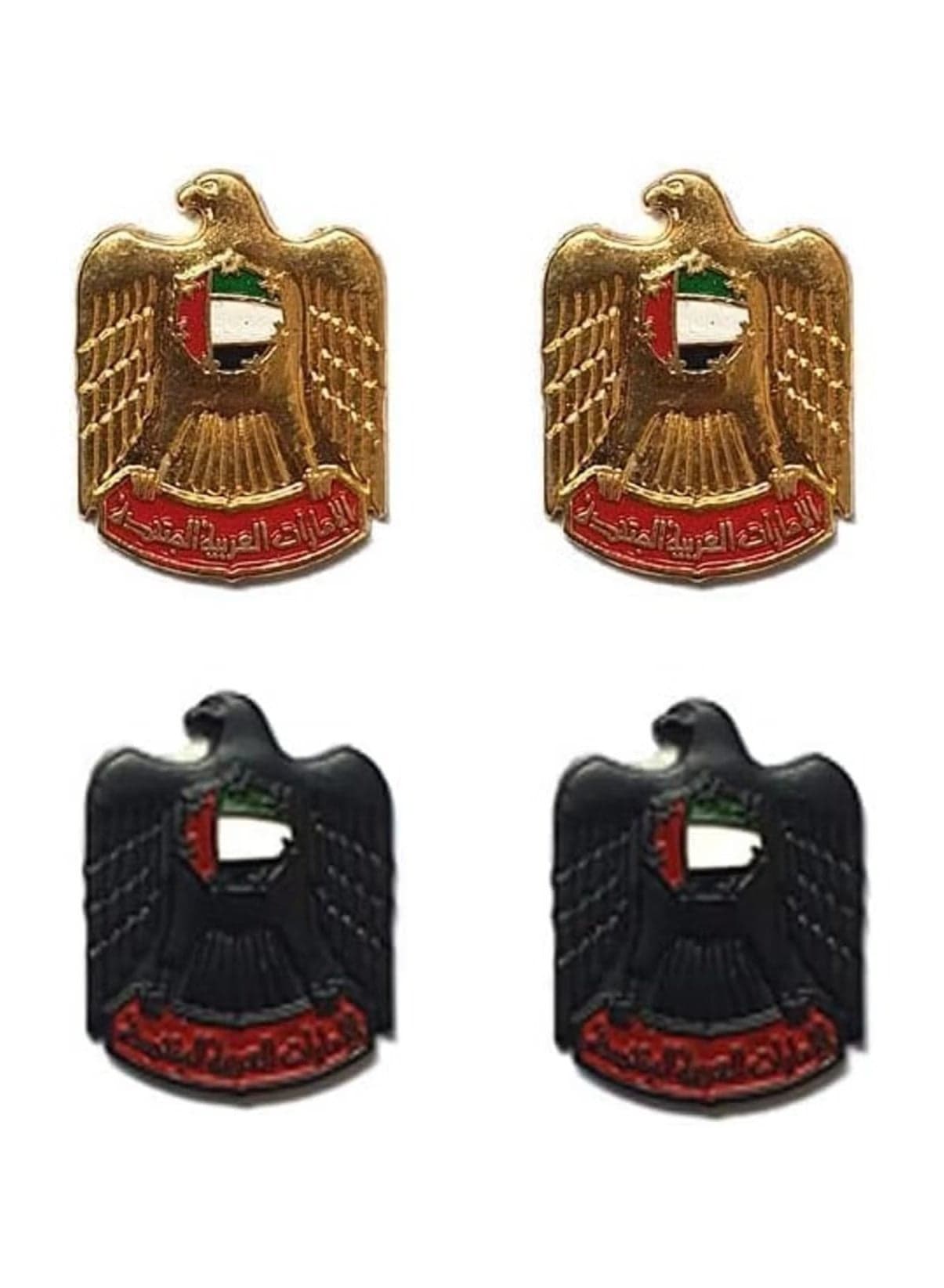 UAE Logo Design 2D Sticker Badge 4 PC Metal 2CM 2 PCS Gold & 2PCS Black