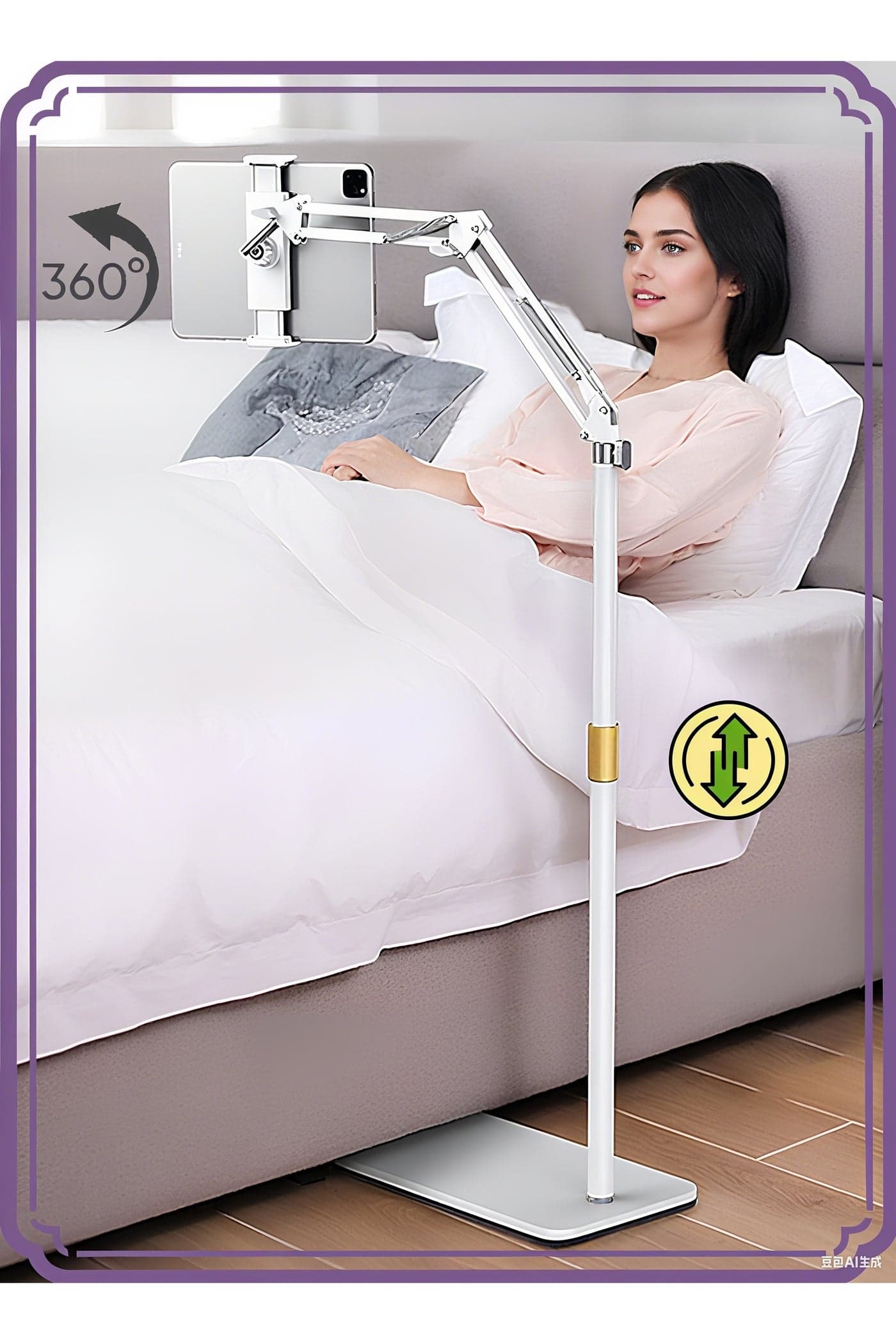 Tablet Stand for Bed Tablet Holder Adjustable Phone Stand Holder Floor Stand for 4.7-12.9'' iPad, iPhone, Samsung Galaxy Tablet, Microphone Stand