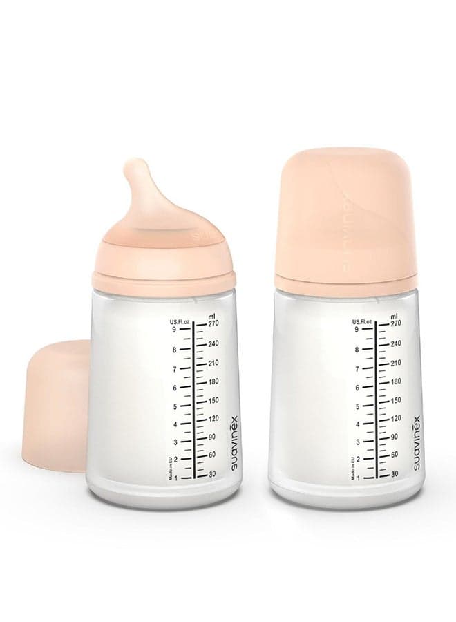 Zero Zero Anti Colic Baby Feeding Bottle, No 1 Spanish Baby Feeding Bottle Brand, Perfect For Breastfeeding Babies 270Ml x2 Set Of 2 - Fair