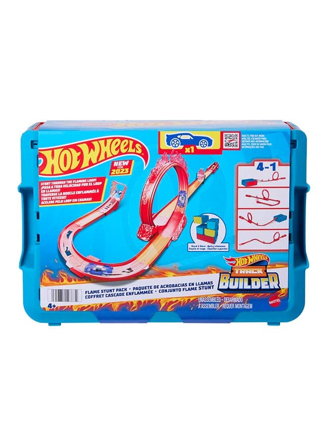 Hot Wheels Track Set, Fire-Themed Track Set & 1 Hot Wheels Car, 16 Track-Building and Stunting Components in Stackable Toy Storage Box