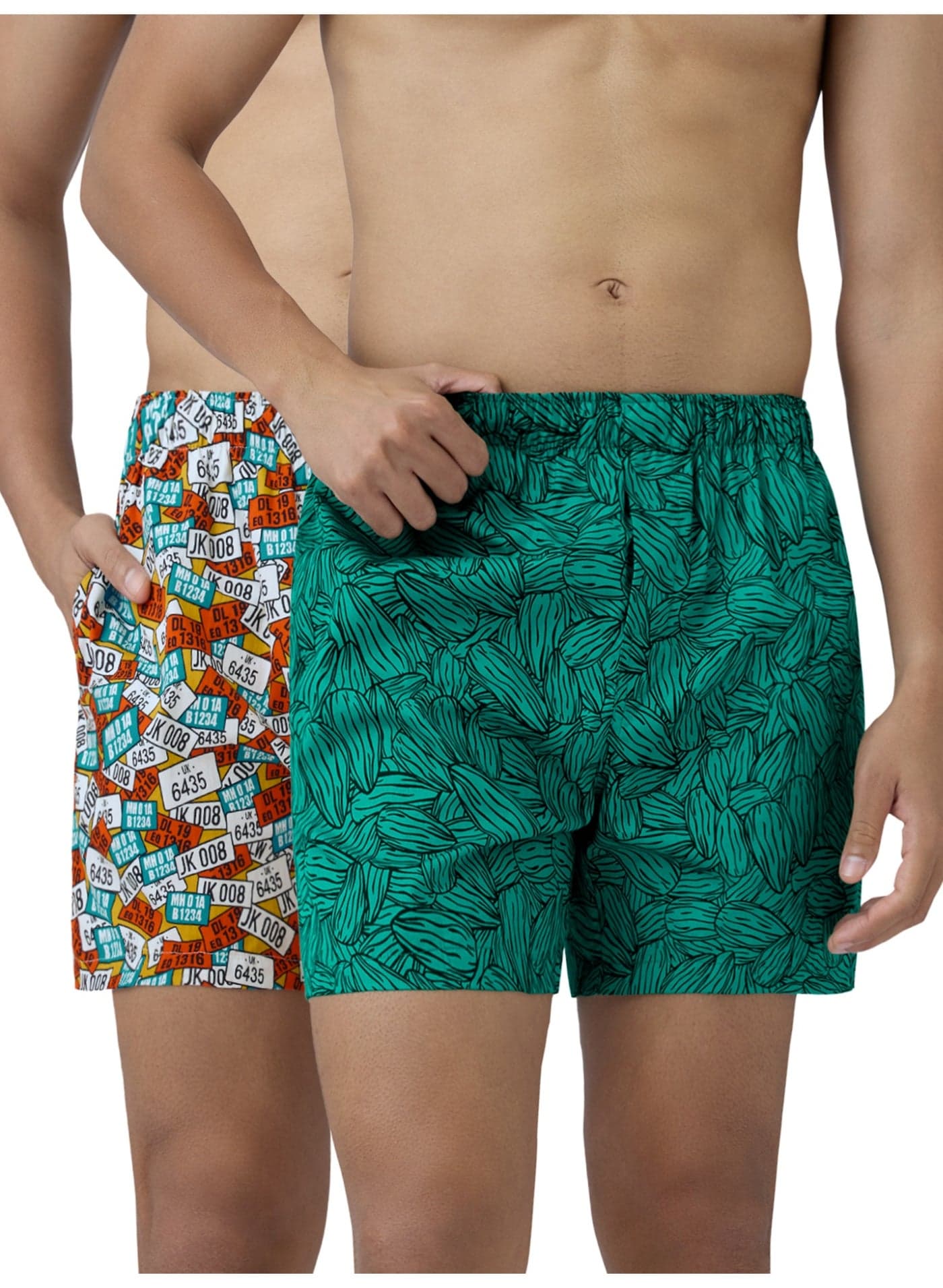 Men's Remix Regular Fit Cotton Printed Boxer With Dual Pocket & No Marks Waistband (Pack of 2)