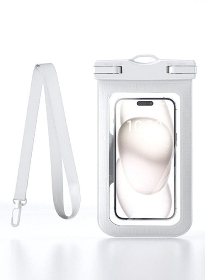2PCS Wateproof Touchscreen Bag Cell Phone Pouch Case Swimming Water Proof Bag,Transparent Sealed Pouch For Swimming ,Rafting And Diving, Universal Dry Bag For All Phone( D15-1-white)