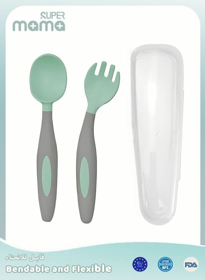 2 PCS Baby Silicone Training Spoons for Babies and Toddlers First Stage Infant Durable Weaning Feeding Utensils