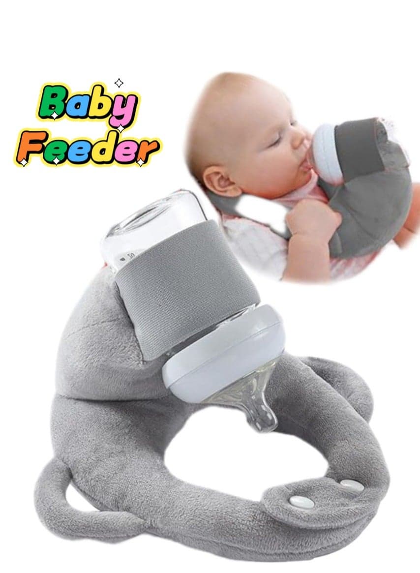 Baby Bottle Holder Hands Free, Adjustable Nursing Pillow Support, Baby Nursing Pillow, Self-Feeding Bottle Holder for Newborn, Newborn Essentials,Feeding Pillow with Adjustable Waist Strap and Machine Washable, Grey