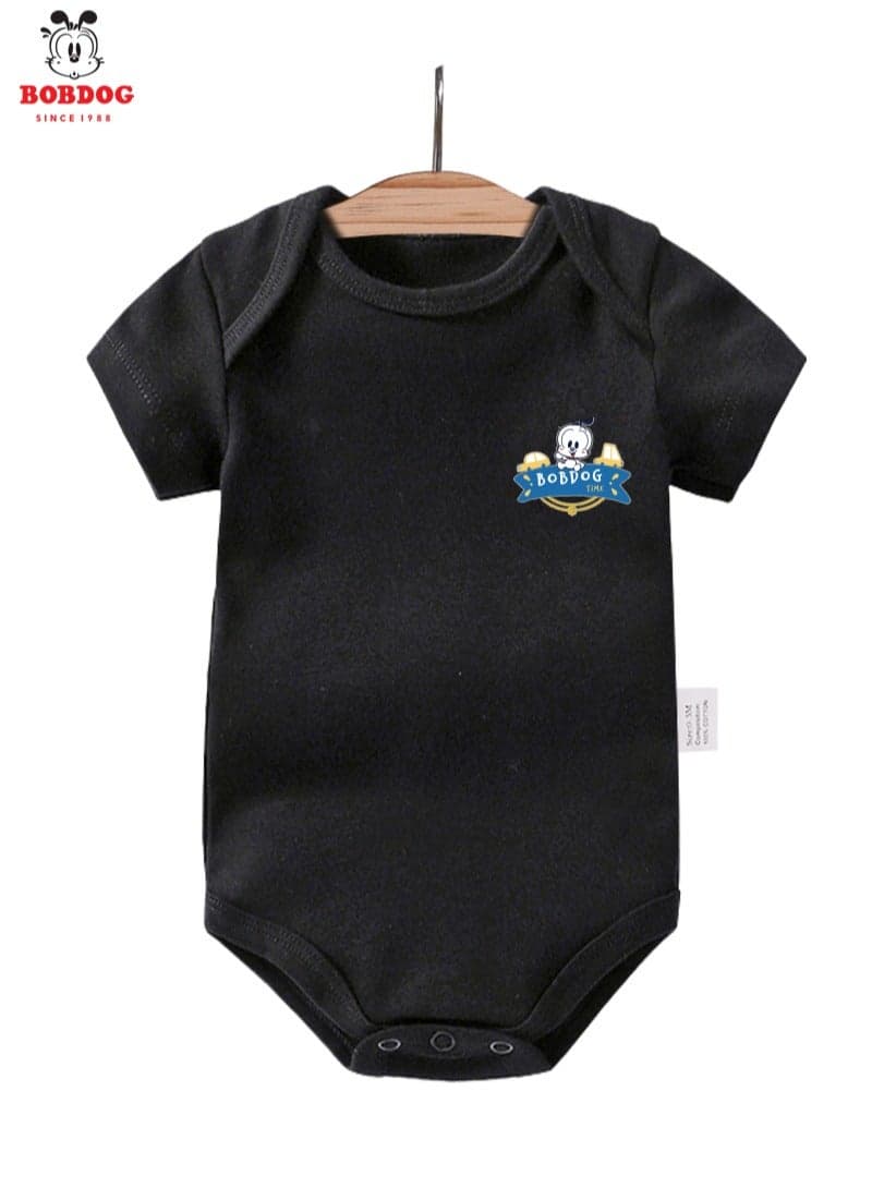 BOBDOG Unisex 100% Cotton Natural Comfort Infant Baby Bodysuit-Black