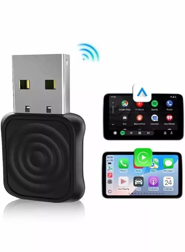 2-in-1 Mini Ultra Wireless CarPlay Adapter & Android Auto - for iOS 10+/Android 11+, Convert Wired to Wireless with USB-