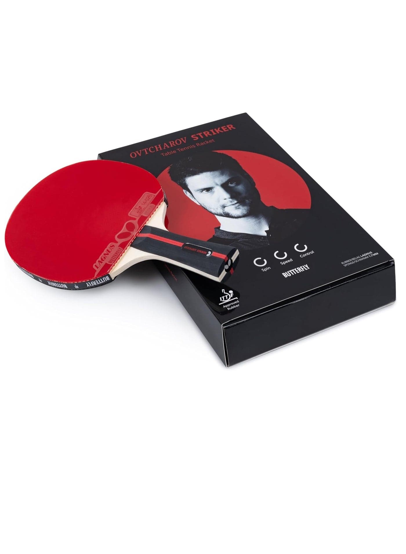 Butterfly Ovtcharov Striker Professional Table Tennis Racket for Ambitious Table Tennis Players ITTF Approved for Competitions Extremely Grippy Sticky Pads for Maximum Spin 44906901011111