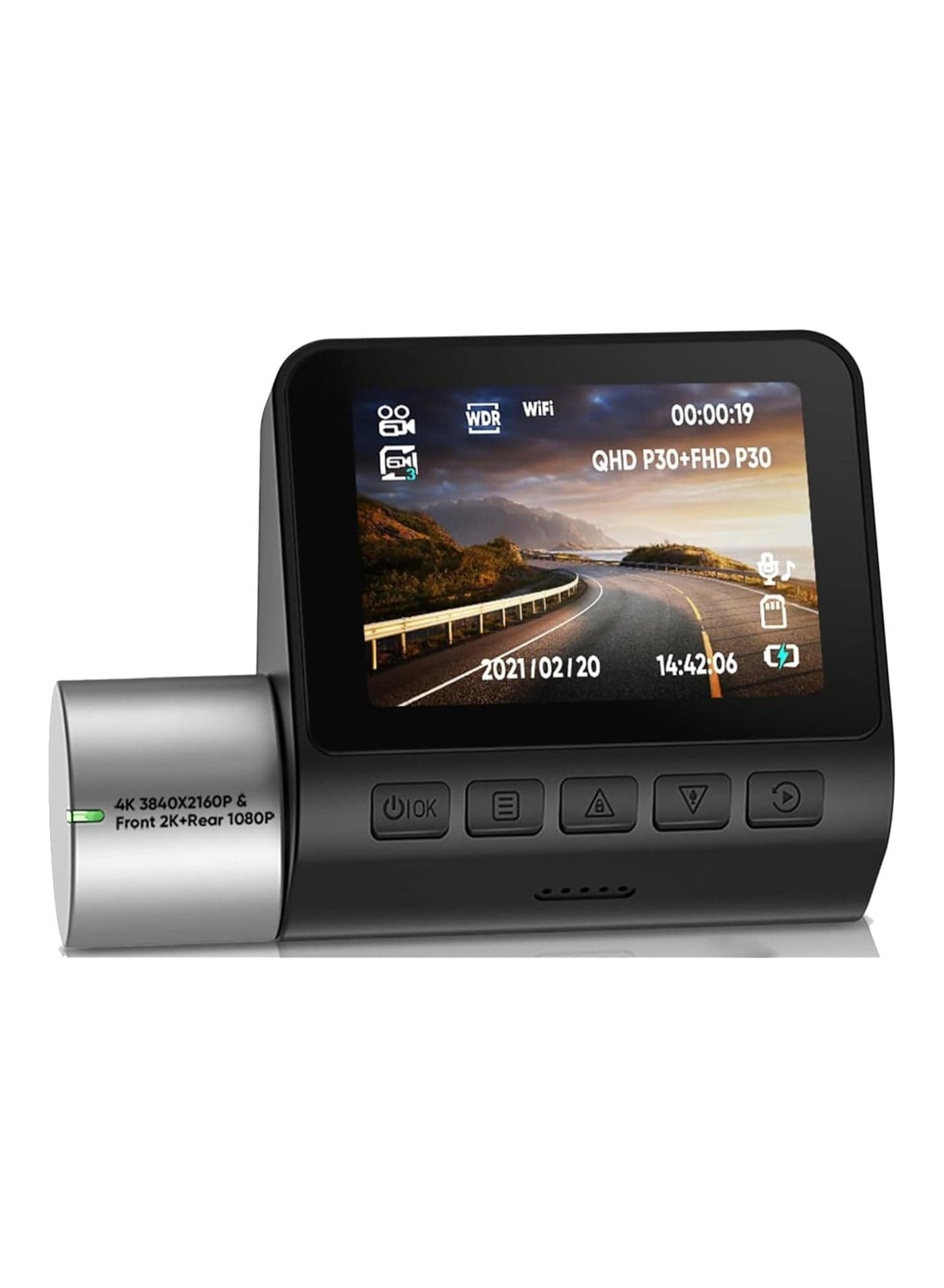 2K Dash Cam 3840 * 2160P HD V50 Wide Angle Dashboard Camera, WiFi, Built-in G-Sensor, Smart Voice, Parking Monitor, IPS Screen