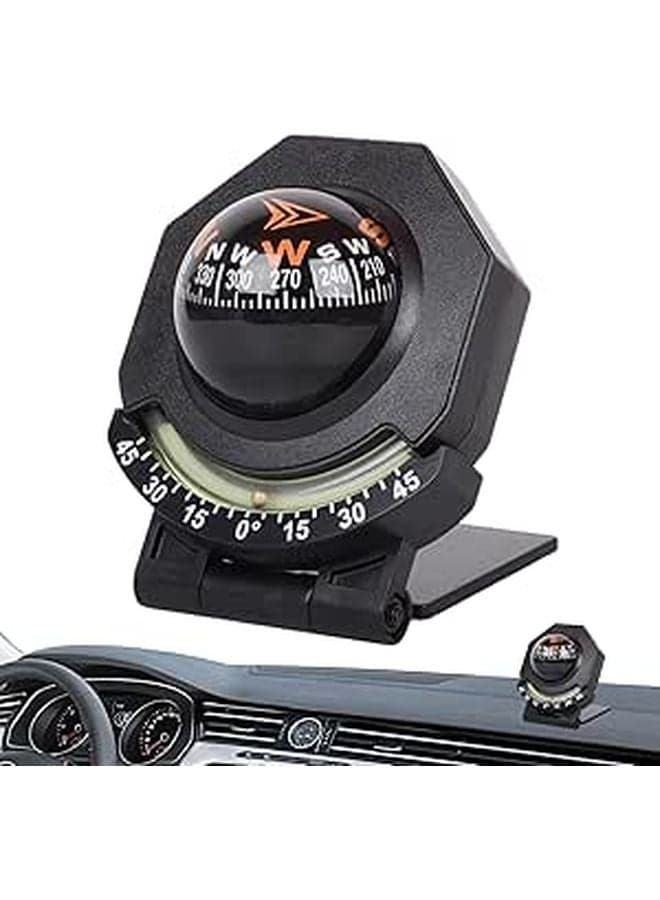 Foldable Car Navigation Compass with Inclinometer 180 Degree Adjustable for Vehicles Boats and Hiking