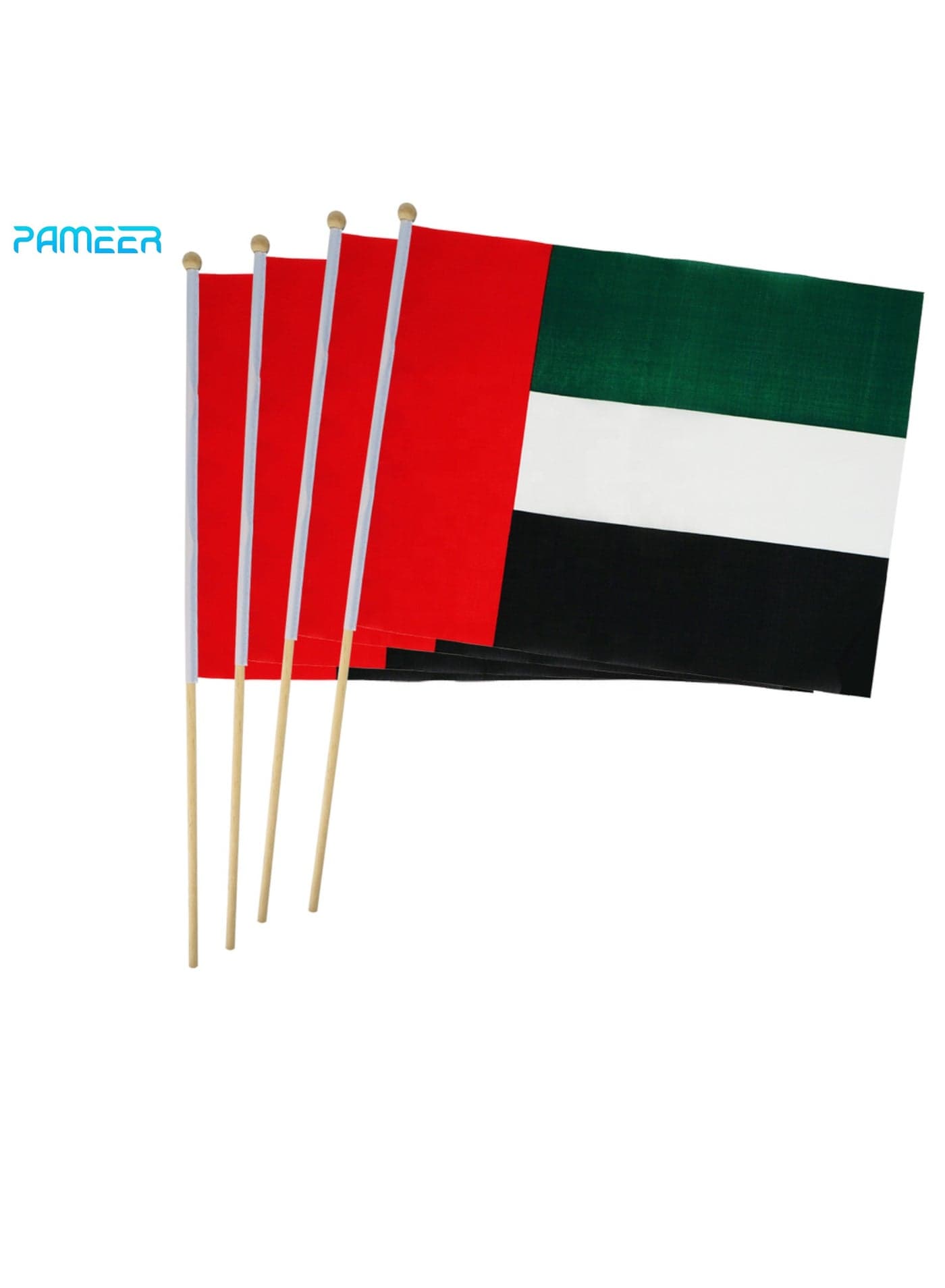 12 Pcs 25 x 20 CM UAE National Day Celebration Flags Hand Held Flags Emirati Day Flag Wood Hand Grip UAE Flags for Cars Home Office Desk National Day Martyrs Day Flag Day Celebrations