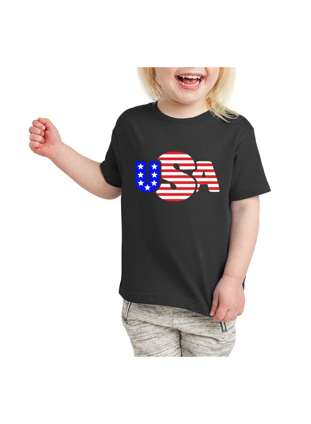 USA Printed Girls' T-Shirt–Soft Cotton Fabric,Half Sleeve,Comfortable&Stylish Casual Tshirt For Everyday Wear,Breathable&Lightweight