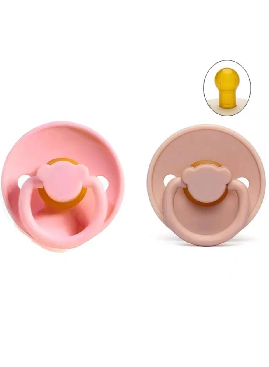 Baby Pacifiers | 2-Pack Soothers | Panda Nipple | BPA-Free Natural Latex Food Grade | Super Soft Bite Resistance | Sleep Anti-Flatulence | Baby Teething Toy | Pink and Sweet pink