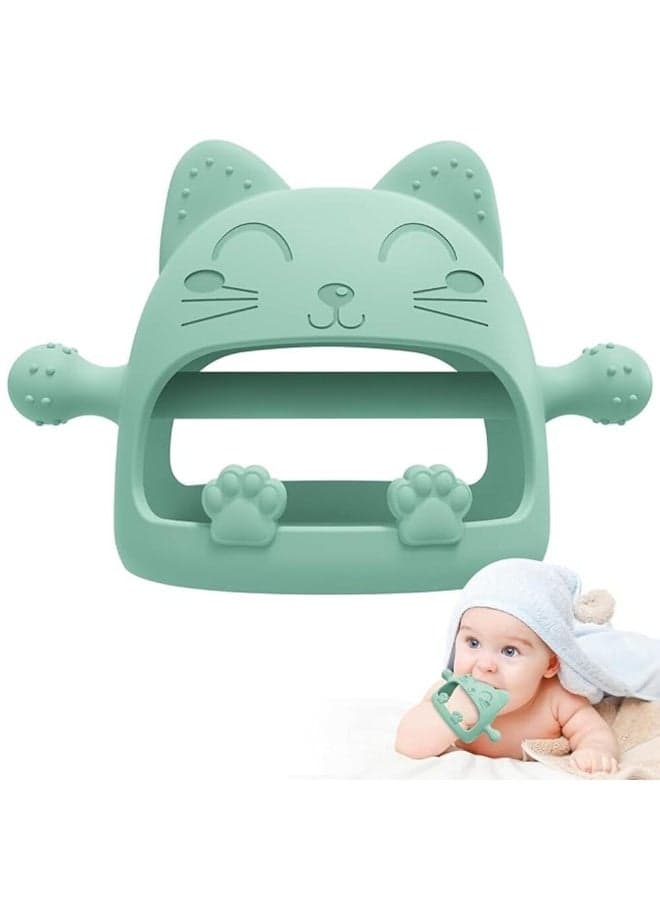 Cat‑Shaped Silicone Hand Teether | 6+ Months | Pastel Mint Multi‑Color | Flexible Grip, Textured Nubs for Gum Relief | Soft BPA‑Free, Dishwasher Safe, Lightweight Sensory Toy