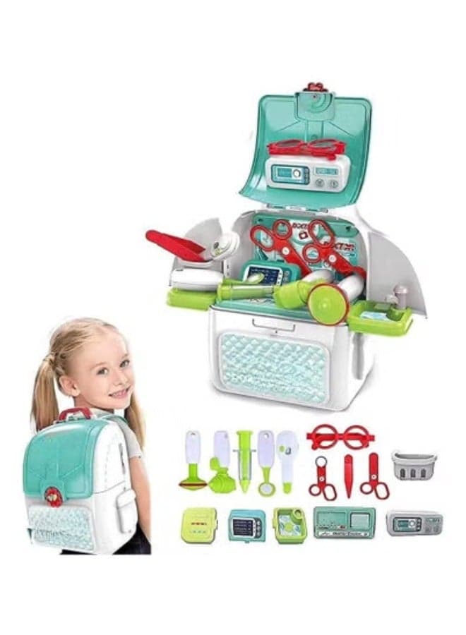 2-in-1 Kids Doctor Kit Playset 18 Piece Medical Toys for Boys and Girls Ages 3 and Above Pretend Play Educational Doctor Tool Kit with Backpack and Suitcase for Toddlers High Quality Learning Gift