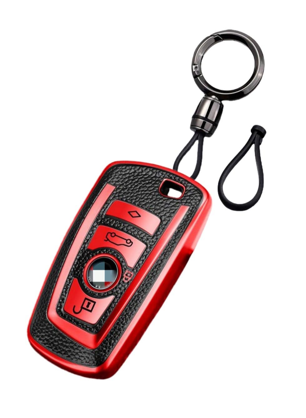OUYoo Suitable for BMW key fob,Advanced soft TPU key box is compatible with X1 X3 X4 X5 X6 1 2 4 5 6 7 M3 M5 M6 GT3 GT5 G30 F10 F15 F16 F20 series smart key,With a key chain.(Red)