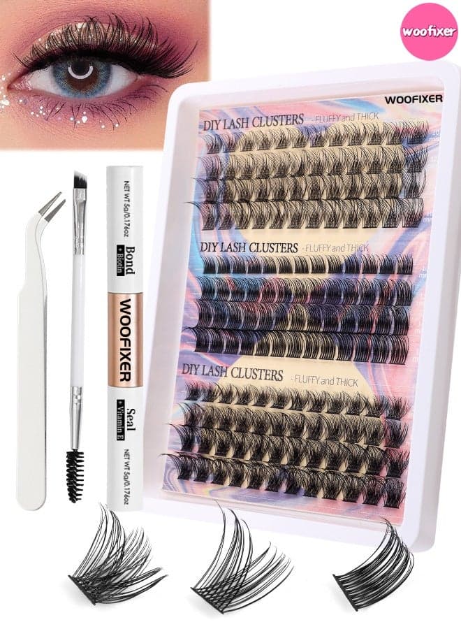 Lash Clusters, Lash Adhesive Glue & Lash Tweezer Set Eyelash Extensions Wispy False Eyelashes Lash Clusters DIY Eyelash Extensions Individual False Eyelashes for Women D-Curl Perfection for Your Eyes!