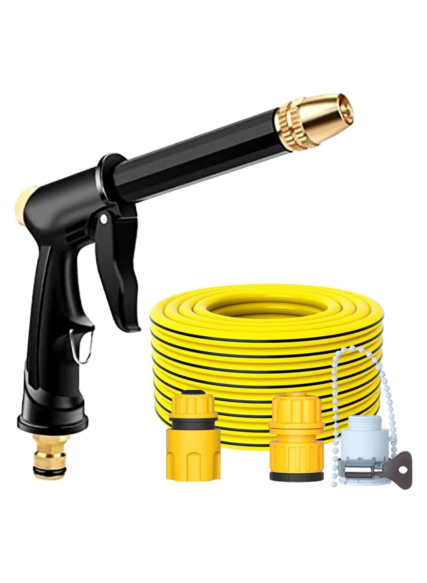 High Pressure Car Washer Gun: Portable Watering Hose Nozzle, Upgraded Garden Hose Nozzle Water Gun, Heavy Duty Metal Car Washer, for Home Garden Cleaning