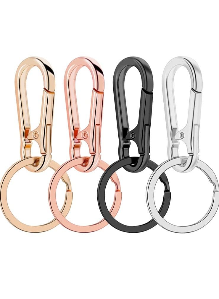 4PCS Metal Keychains for Women Men, Key Chain Ring Clip Holder Organizer for Home Car, Car Keys Keychain Accessories, Cut Keyring Accessories
