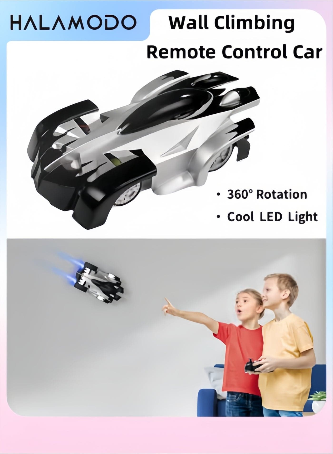 Wall Climbing Remote Control Car Dual Mode 360° Rotating RC Stunt Car with Cool Headlights Rechargeable RC Car Toys Birthday Gift for Kids Toys for 8 Year and up Old Boys & Girls & Children (Black)