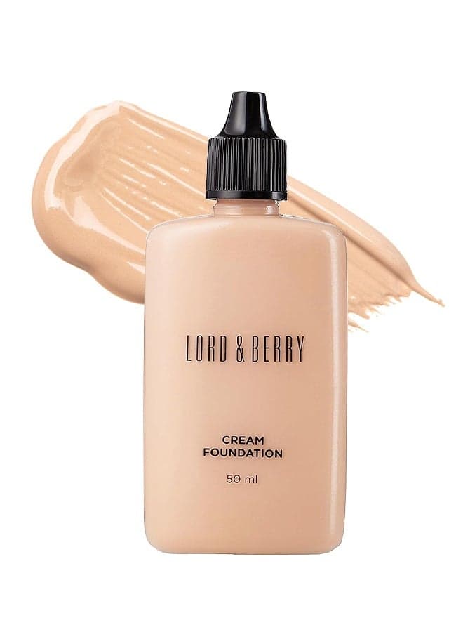 Lord & Berry CREAM FOUNDATION Fluid Foundation, Long Lasting Waterproof Coverage Foundation Enriched With Vitamin E And Argon Oil(8617# Fair Ivory, 50ml)