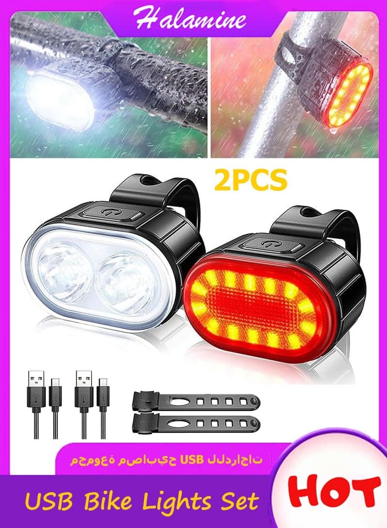 Bike Lights Set, USB Rechargeable,Cycling Light Set,IPX6 Waterproof,mountain bike light set long battery
