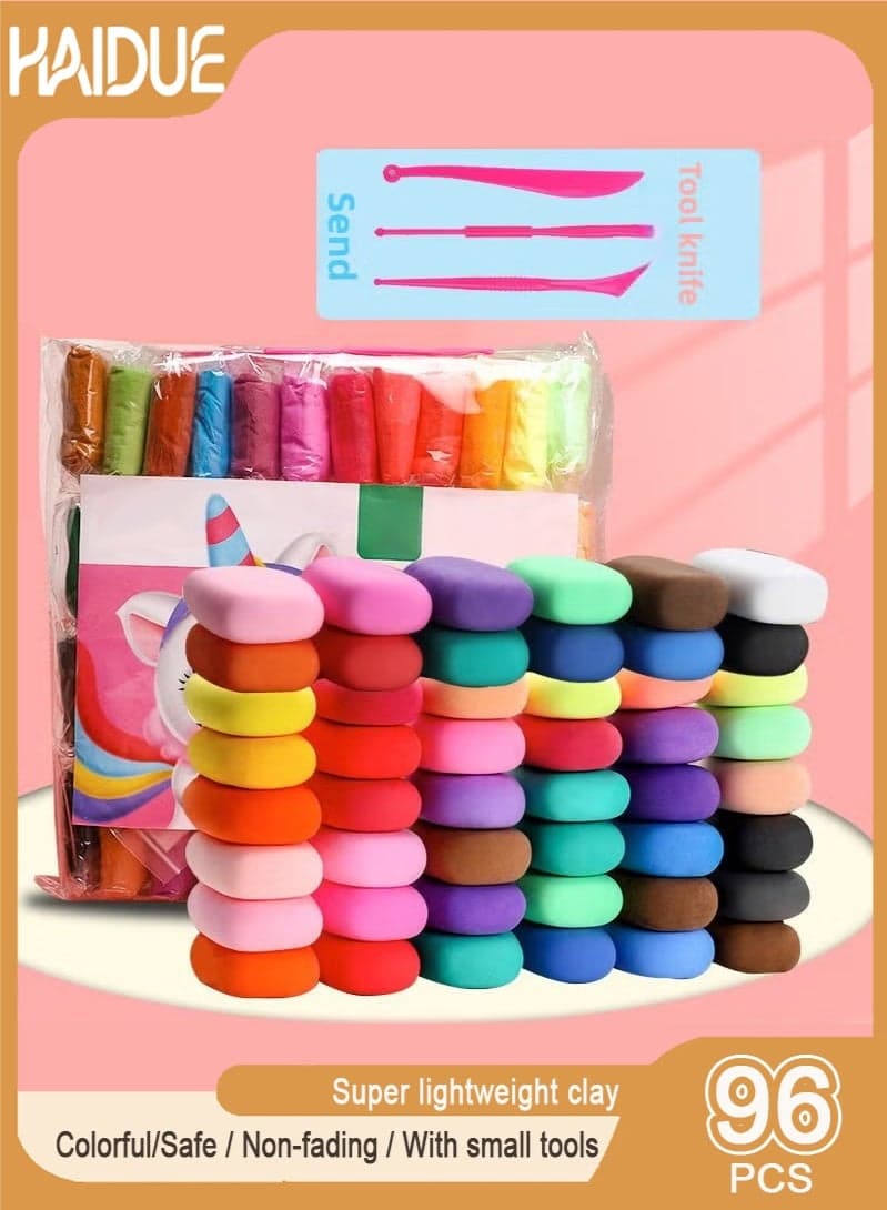96PCS Air Dry Clay for Kids Safe Non-Toxic Ultra-Light And Easy To Shape For Endless Creative Fun And DIY Projects