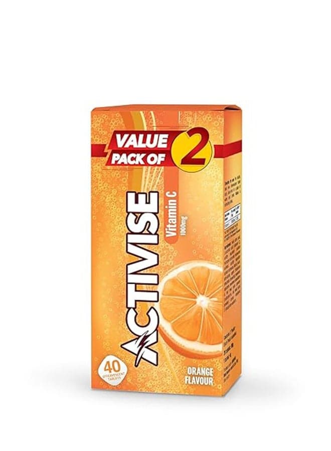 Vitamin C 1000MG Orange, 40 Effervescent Tablets