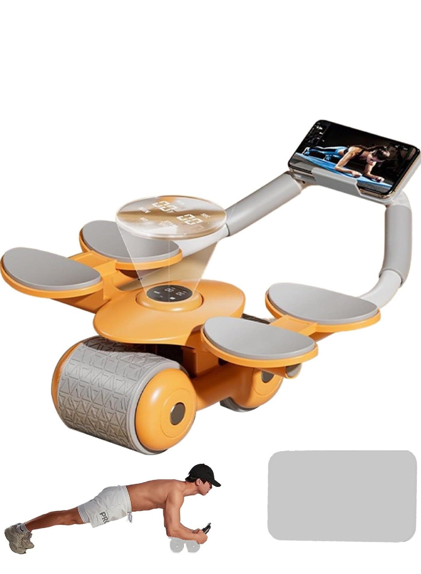 2024 New Ab Roller Wheel with Knee Mat &Timer, Automatic Rebound Abdominal Wheel, Ab Abdominal Exercise Roller with Elbow Support, Abs Workout Equipment Ab Exercise Roller for Women Men