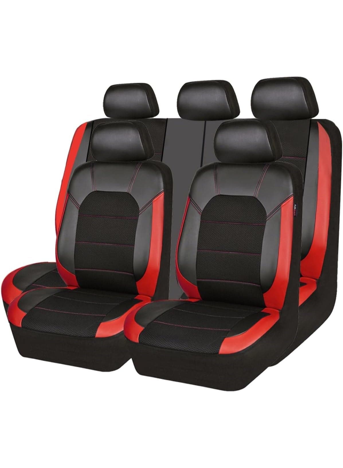 Universal Leather car seat Covers Sport fits Most Cars, SUVs, Trucks, and Vans (Full Set, Black Red)