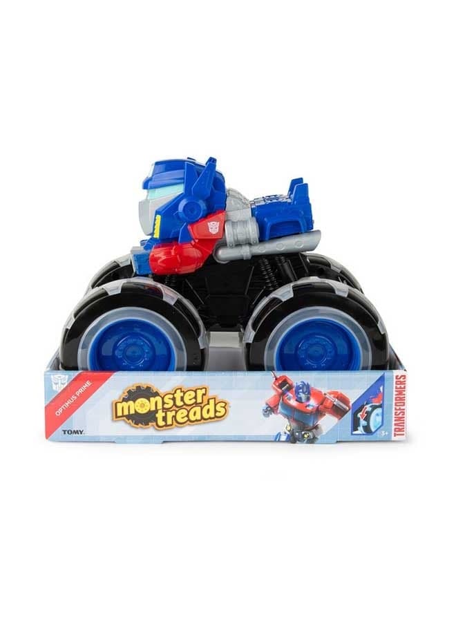Tomy John Deere Transformers Optimus Prime Monster Treads Lightning Wheels Toy, Blue LED Light-Up Wheels, Durable Monster Truck for Creative Outdoor Play, For Boys & Girls of Ages 3+