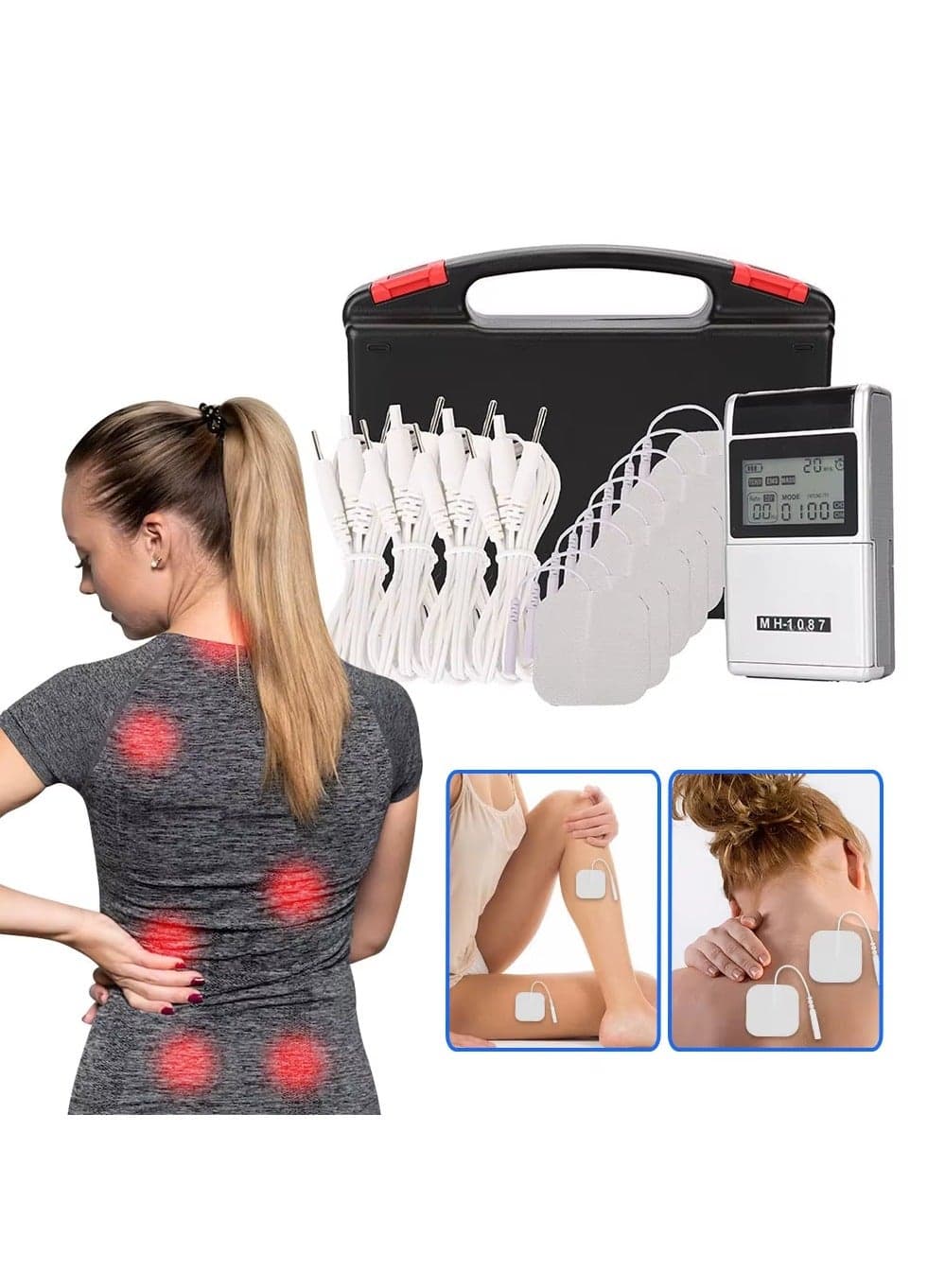 Rechargeable Tens Unit Muscle Stimulator, 48 Modes EMS TENS Machine with 8 TENS Pads, Meridian Massage Instrument, Pain Relief for Back Neck and Shoulders, Muscle Relaxer, Stim Machine, Electrotherapy